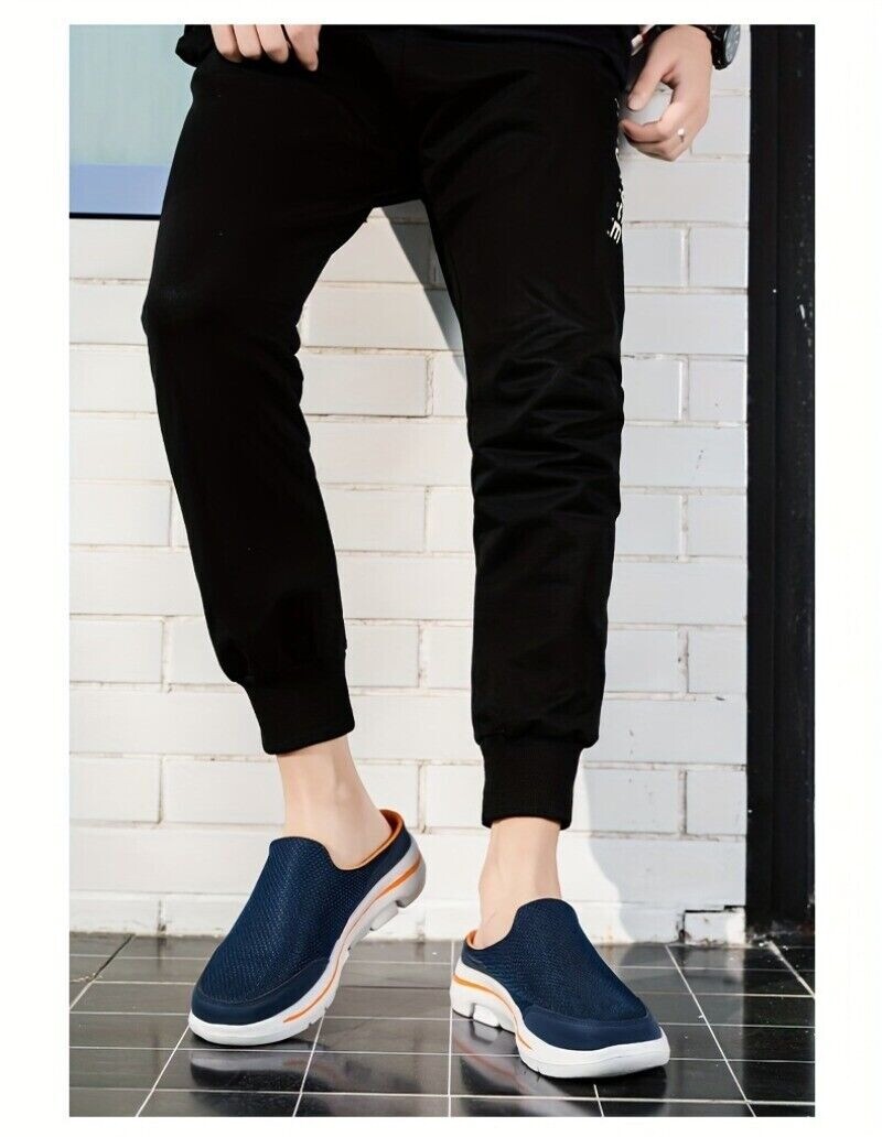 Men’s Slip-on Mules Half Sneakers Casual Walking Shoes Outdoor Backless Sneakers