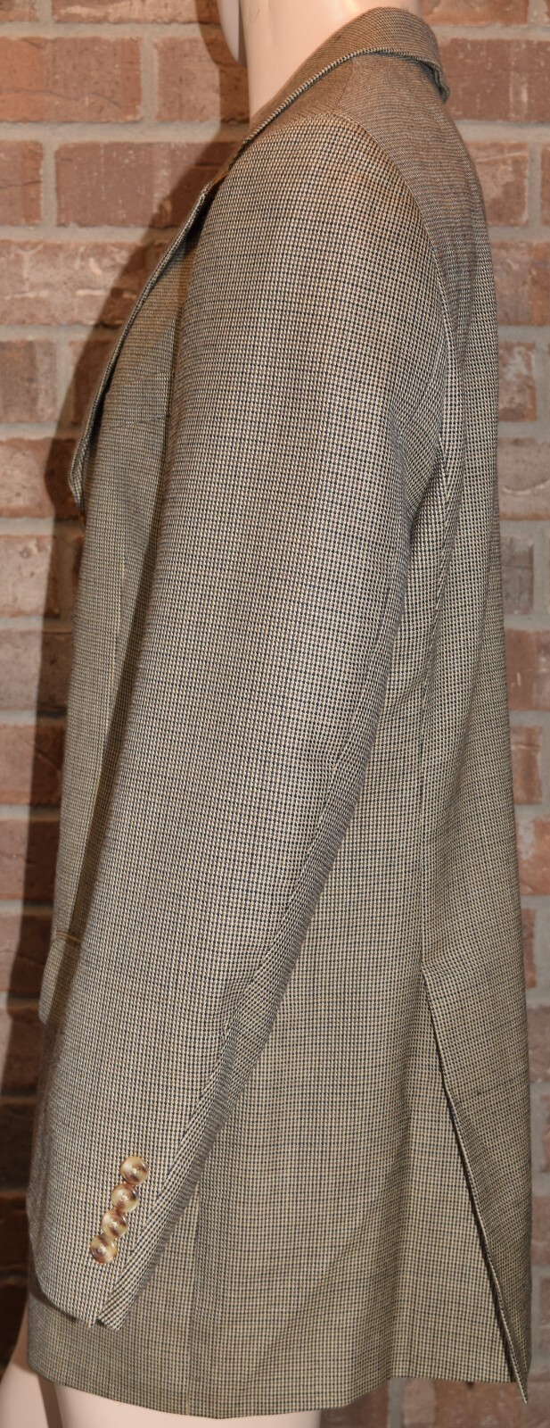 T Harris Blazer Mens 42R Regular Houndstooth 3 Button 100% Wool Double Vented