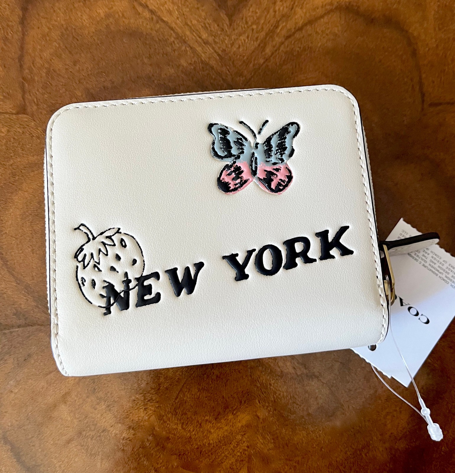 Coach Chalk Doodles ESSENTIAL SKETCH PRINT BILLFOLD WALLET Outside Zip Pocket