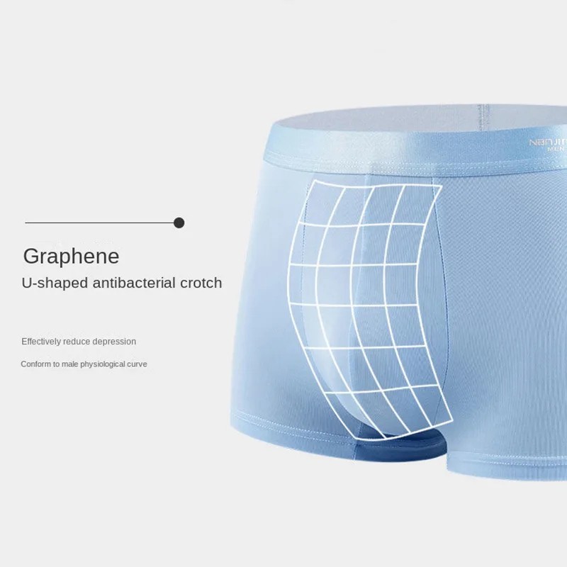 4pcs Boxer Shorts Men’s Ice Silk Underwear Male Underpants Breathable Sexy Thin