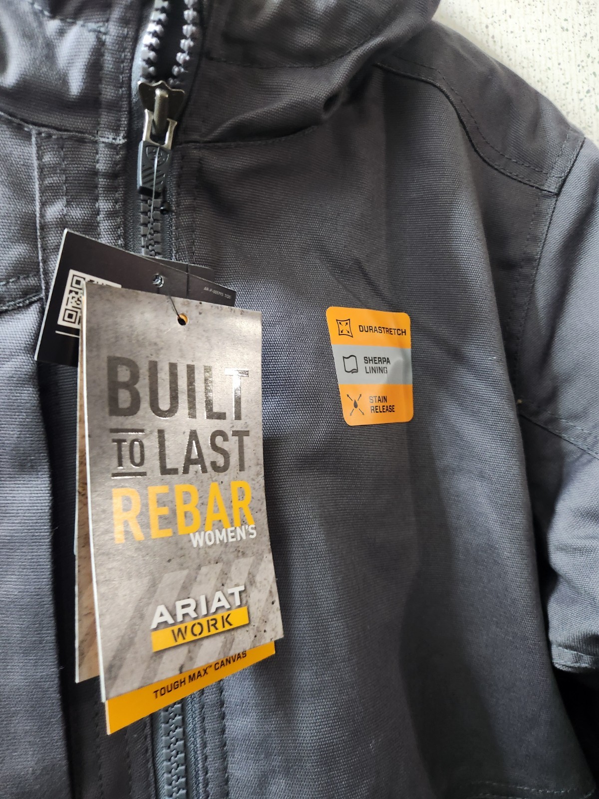 Ariat Rebar Insulated Jacket DuraCanvas Women’s 1X Grey Wind Abrasion Resistant