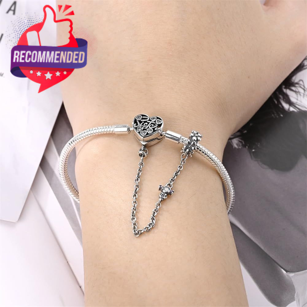 925 Sterling 7.9In 20 Cm For Wristsize 7.1In Heart-Shaped Bracelet