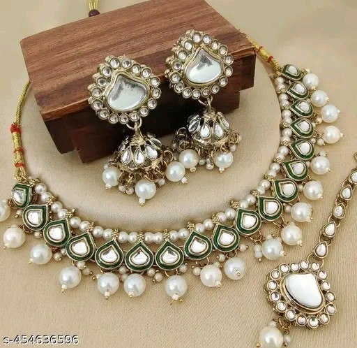 Indian Bollywood Gold Plated Kundan Choker Bridal Necklace Earrings Jewelry Set
