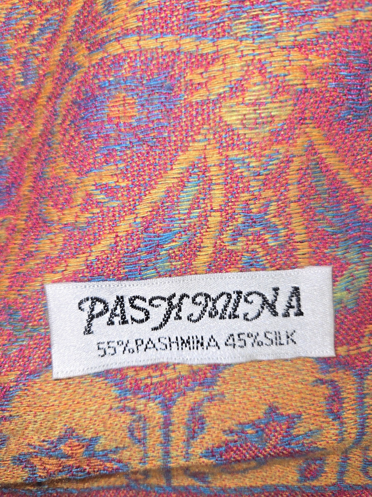 Pashmina 55 Silk 45 Shawl Scarf 28 X 60 Paisley Pattern Boho Hippy
