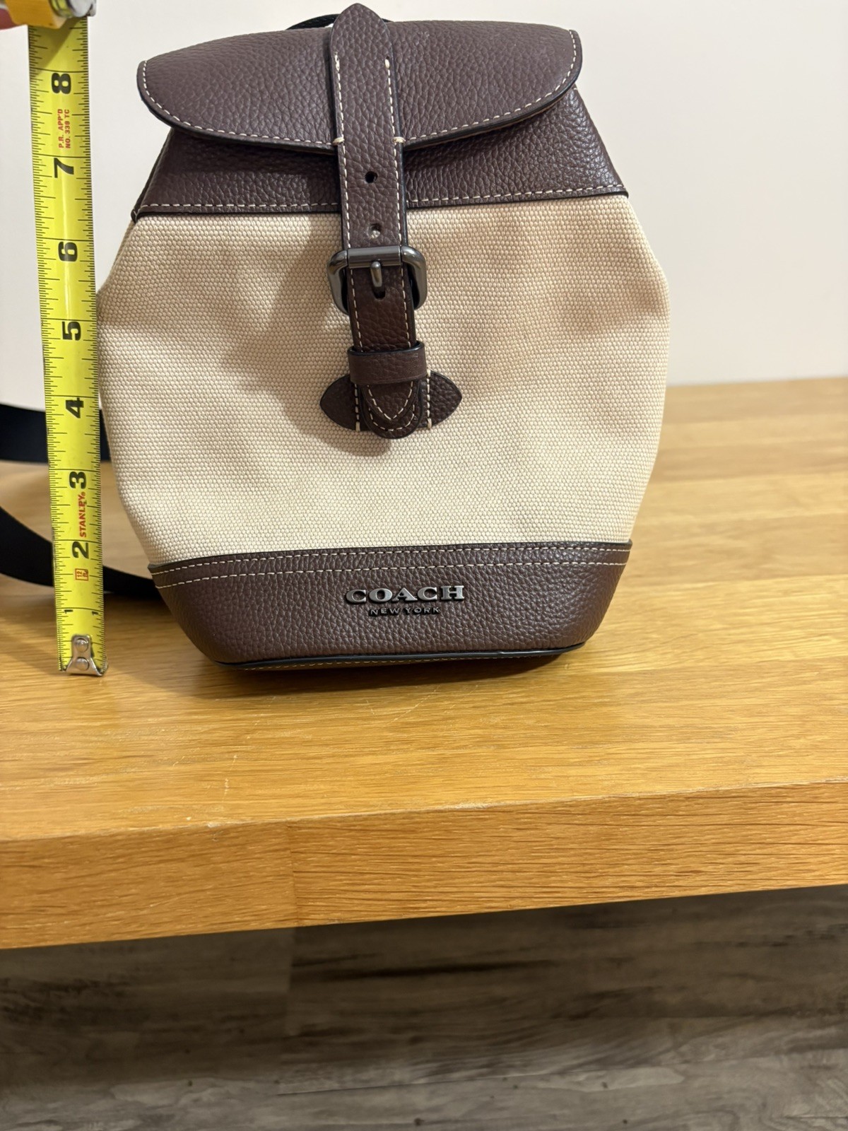 Coach Mens Hudson Small Sling Pack Cream Brown Leather Small Backpack