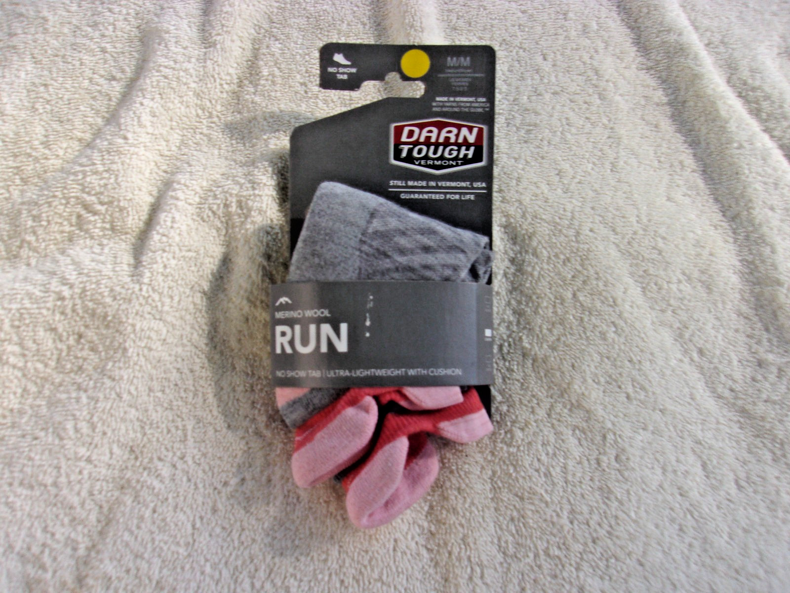 NWT Darn Tough socks, women’s M (7.5-9.5), gray & pink, No show tab, wool blend