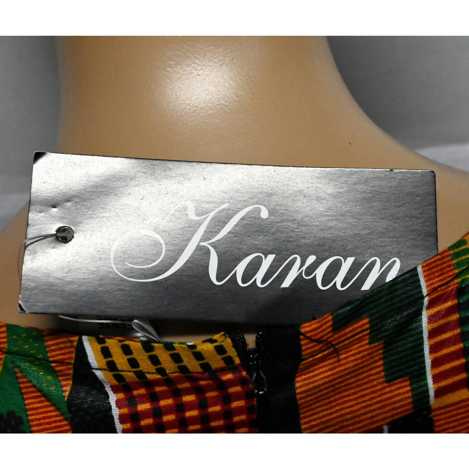 Karan African Print Ruffled Hi-Low Dress DFD75 FREE SIZE 100% Cotton NWT