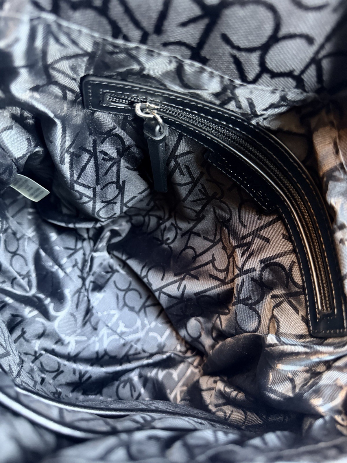 Calvin Klein Black/Gray Logo Backpack Top Handle Zip & Magnetic Closure Pockets