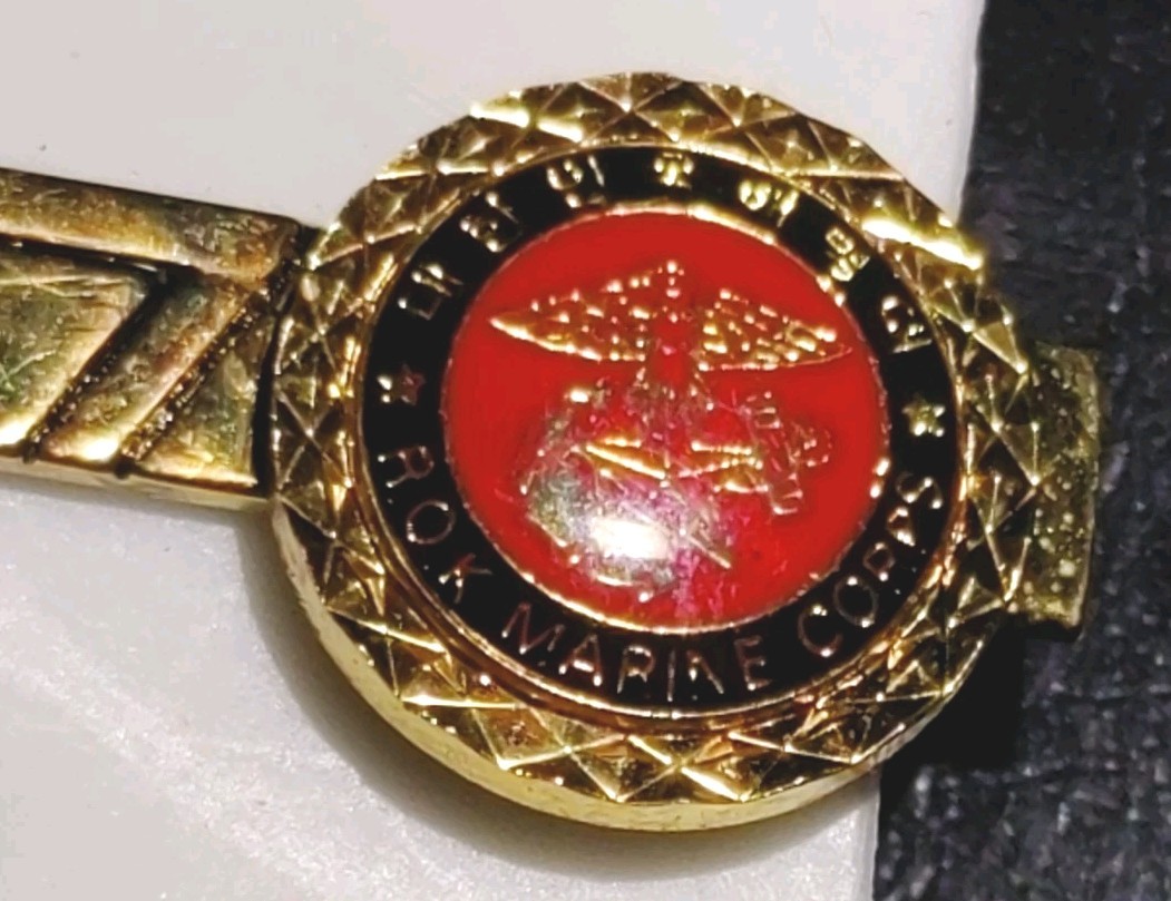 Vintage R.O.K.M.C. Tie Bar – Republic of Korea Marine Corps Insignia – Gold Tone
