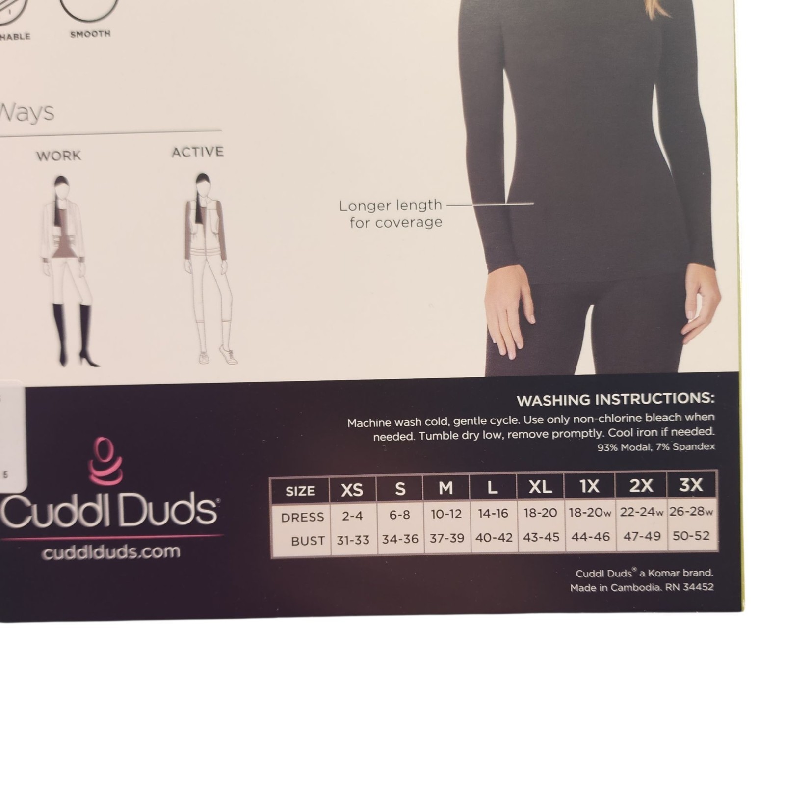 Cuddl Duds Softwear Long Sleeve Crew Top Womens XL Shirt Warm Layers Stretch