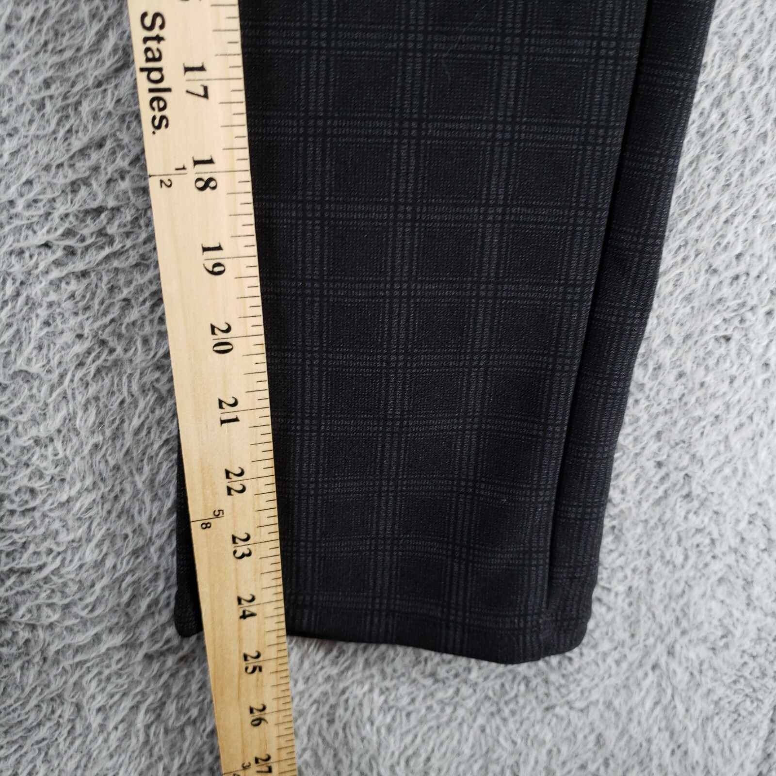 Dark Plaid Womens 4 Polyester Spandex Blend Dress Pants Gray
