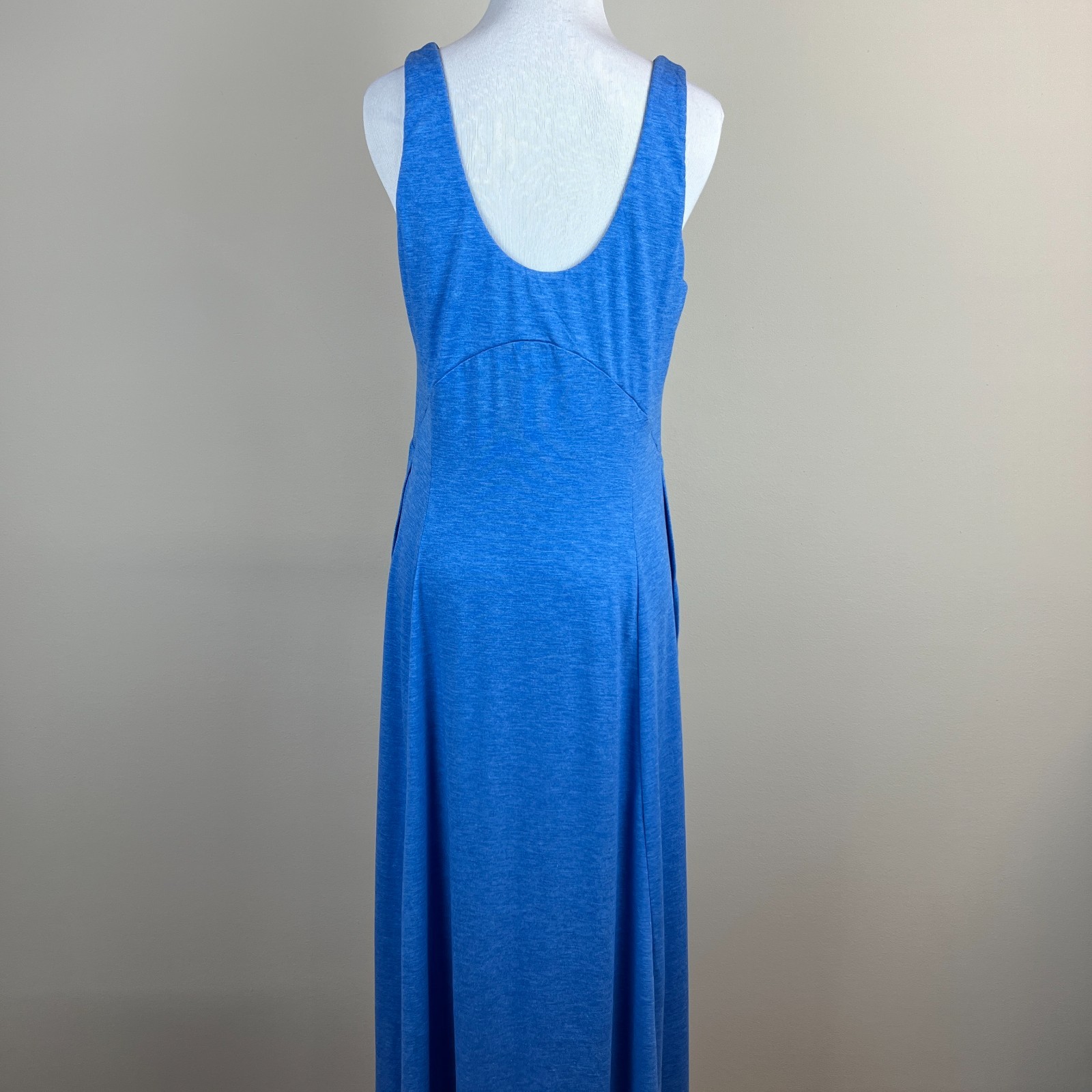 Halara Maxi Tank Dress Womens Medium Blue U Neck Split Slit Flowy Casual Summer