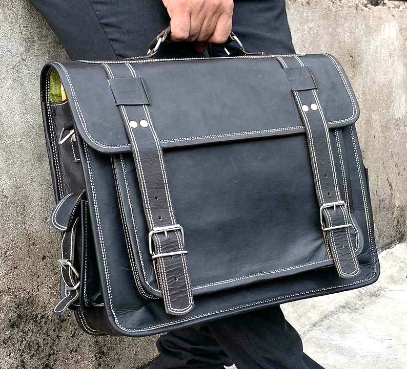 Leather Laptop Messenger Men Women Backpack Crossbody Handbag Satchel Briefcase