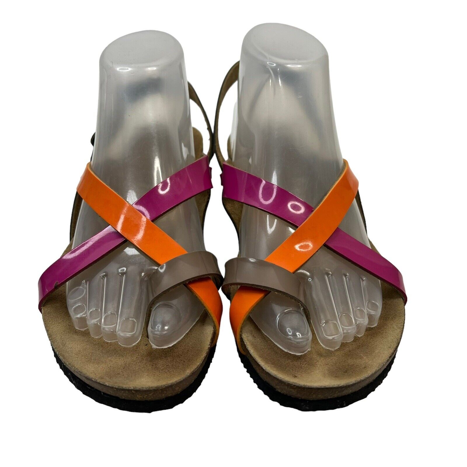 Rafting Goldstar Size 40 9.5 Sandal Soft Footbed Patent Micro Leather Strappy
