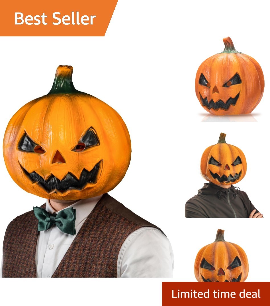 Eco-Friendly Pumpkin Head Mask for Halloween Parties – One Size Fits All
