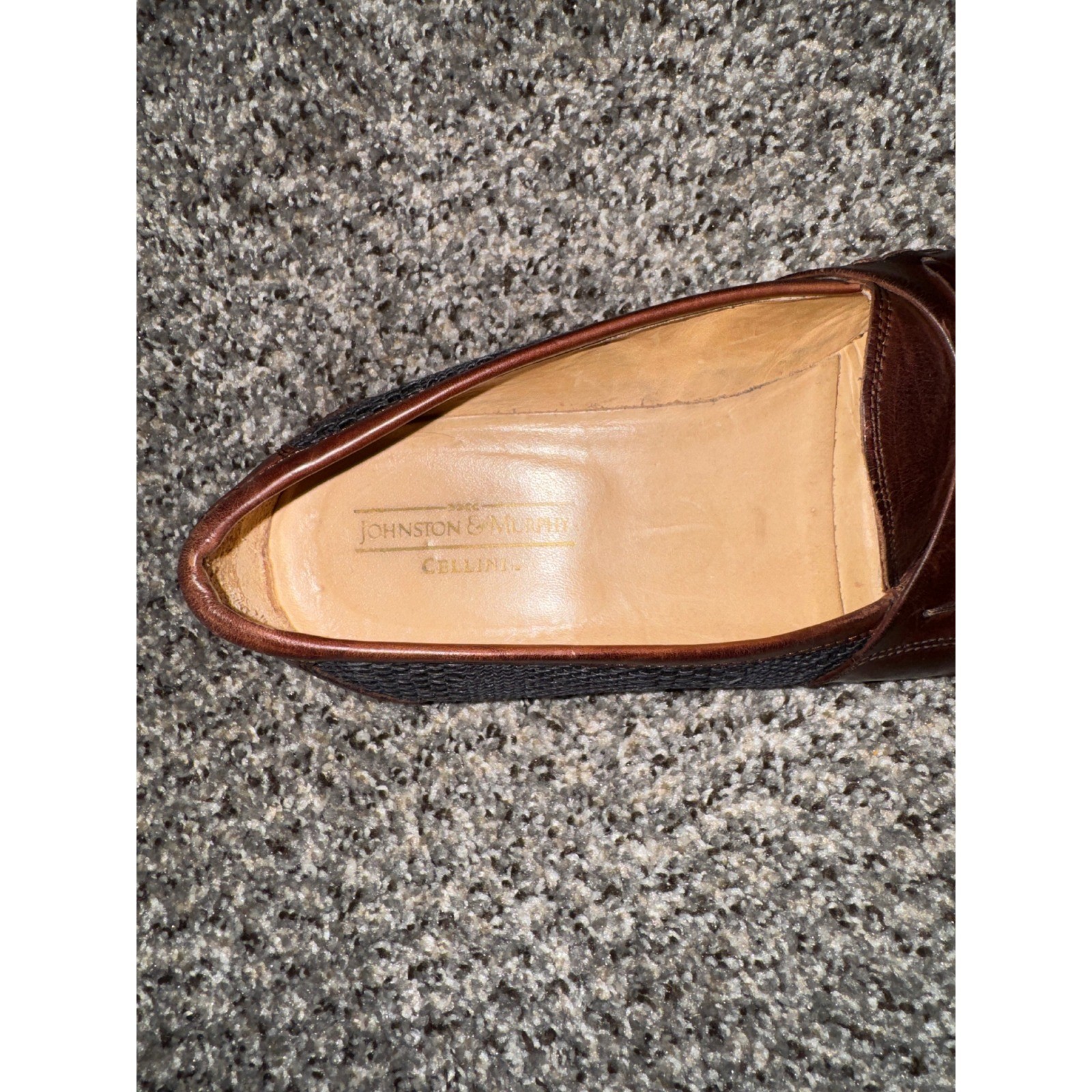 Johnston & Murphy Cellini Mens 9 M Brown Leather Black Woven Tassel Loafers
