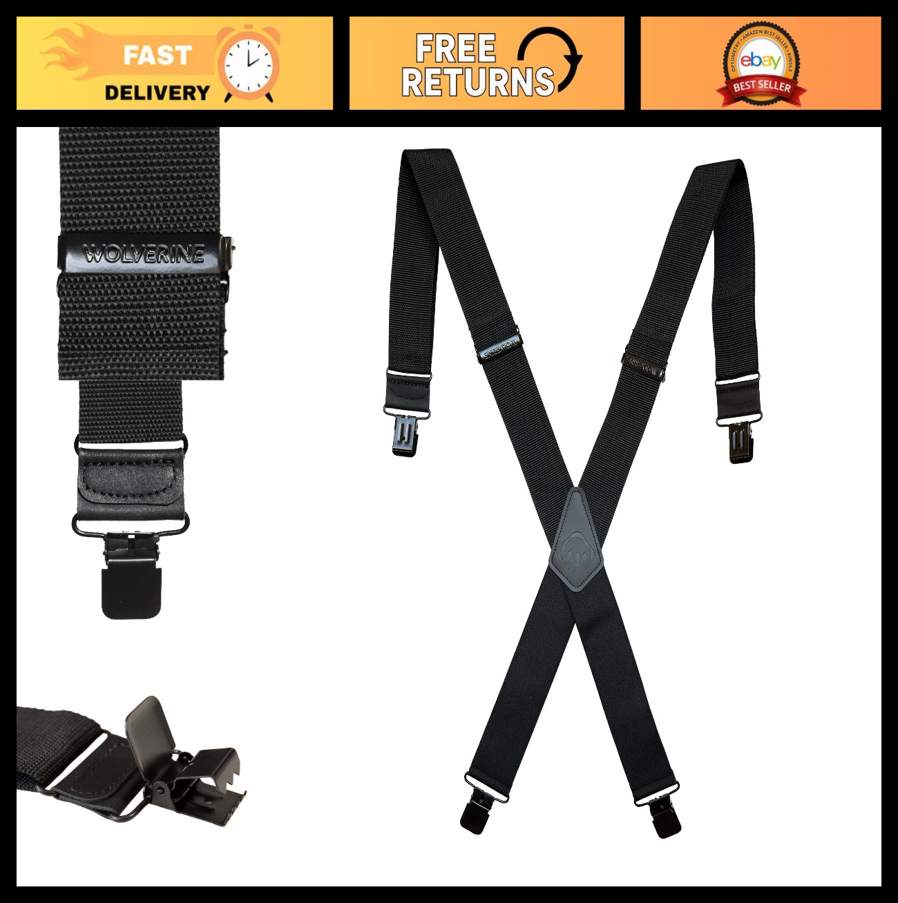 Heavy Duty Adjustable Suspenders for Workwear, Outdoor Utility, Stretch & Durabl