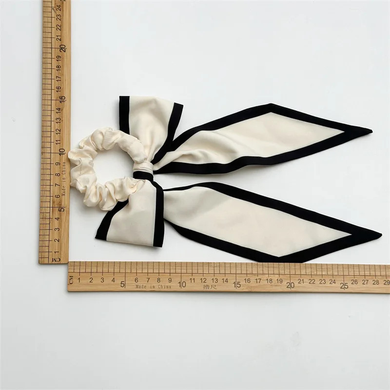 1Pc Fashion Solid Bow Ribbon Tassel Hair Scrunchies Elastic Hair Bands For Women
