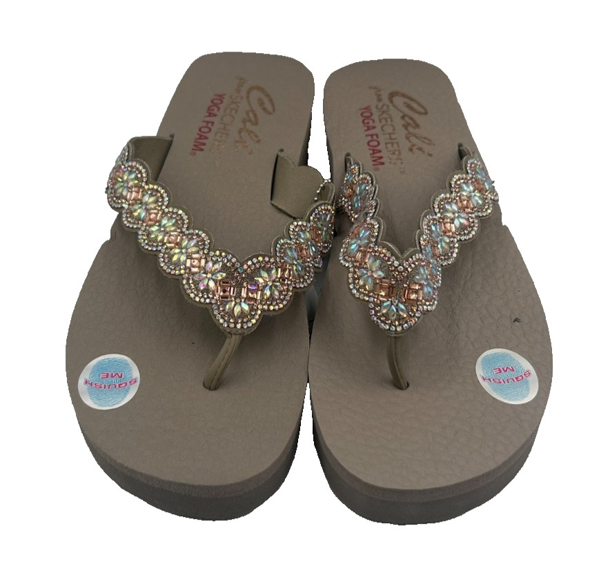 Skechers Women’s Vinyasa Happy Spring Flip Flop Sandals Taupe/Multi Size:9 122E