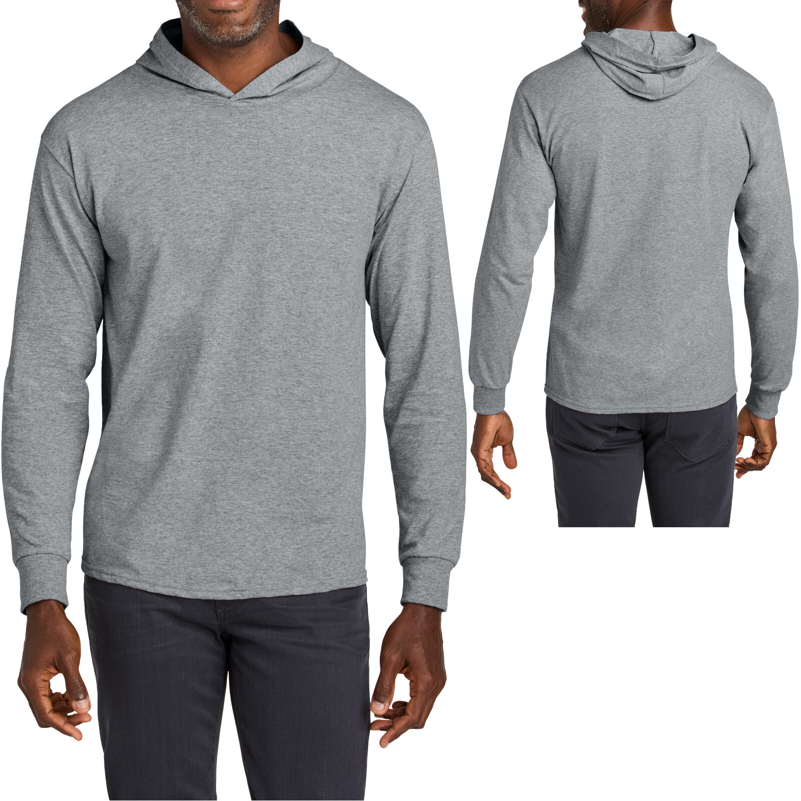 Mens Jerzees Cotton Long Sleeve Hoodie Tee Hooded T-Shirt 100% Classic Fit S-3XL