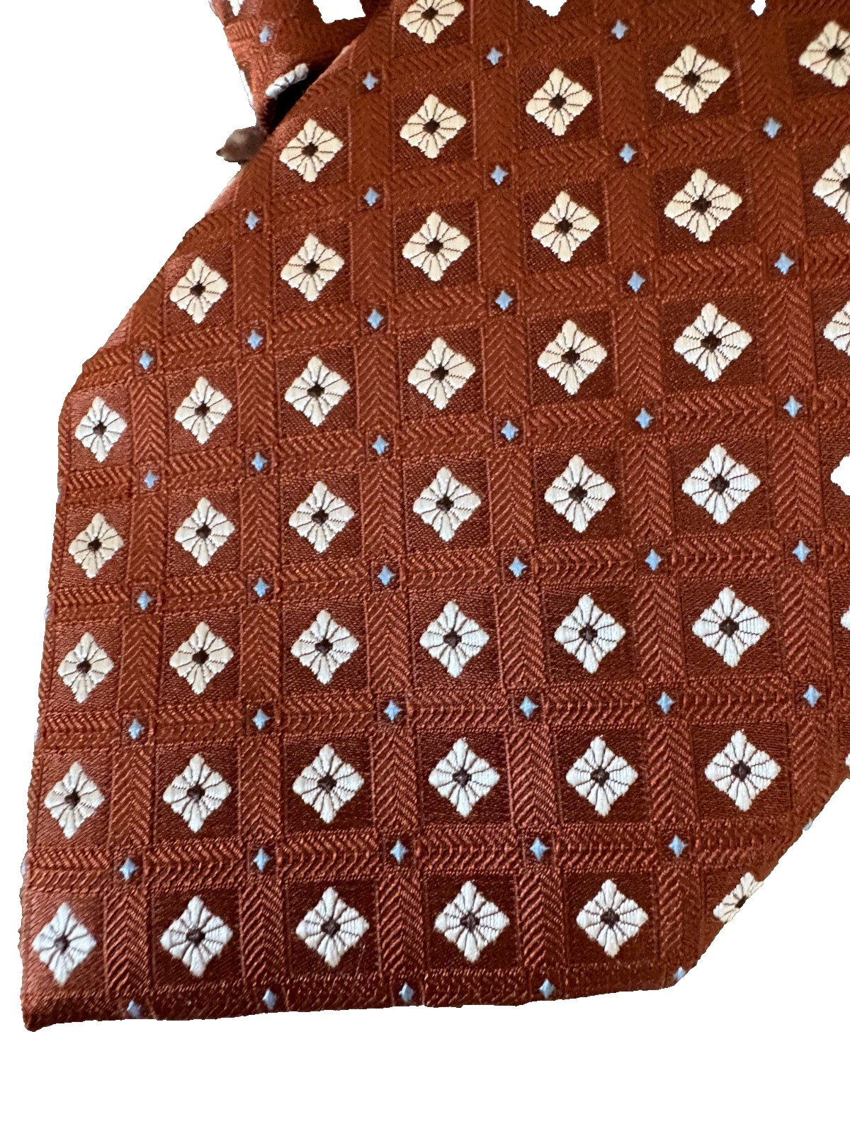 NWT $75 JOS A BANK EXECUTIVE COLLECTION Rust GEO Check 100% SILK NECKTIE XL 61″