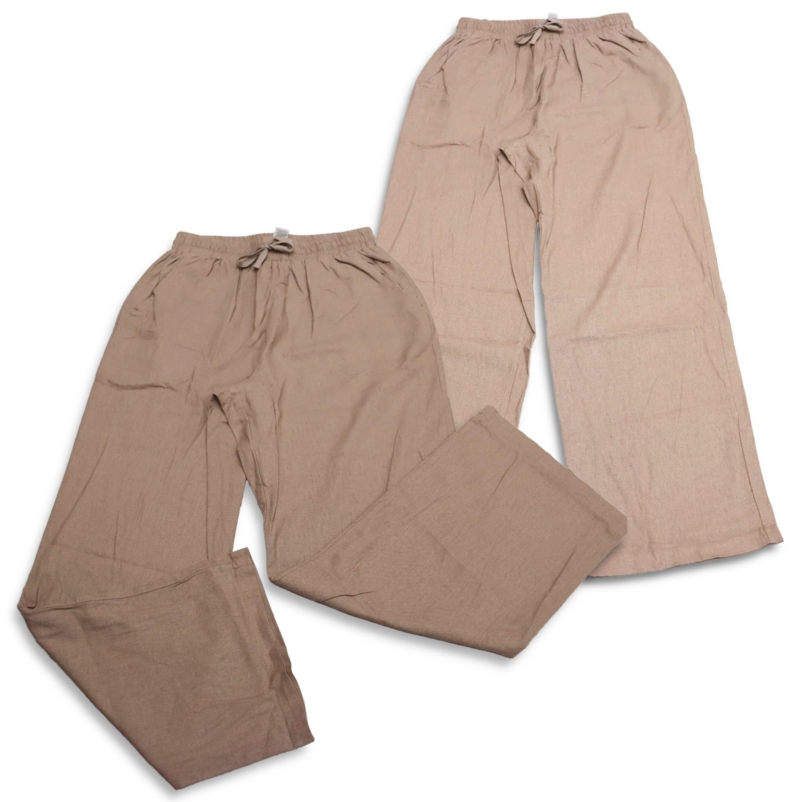 Wide Leg Pajama Pants Rayon Blend Taupe Lounge Sleepwear, 2 Pack -Size Large