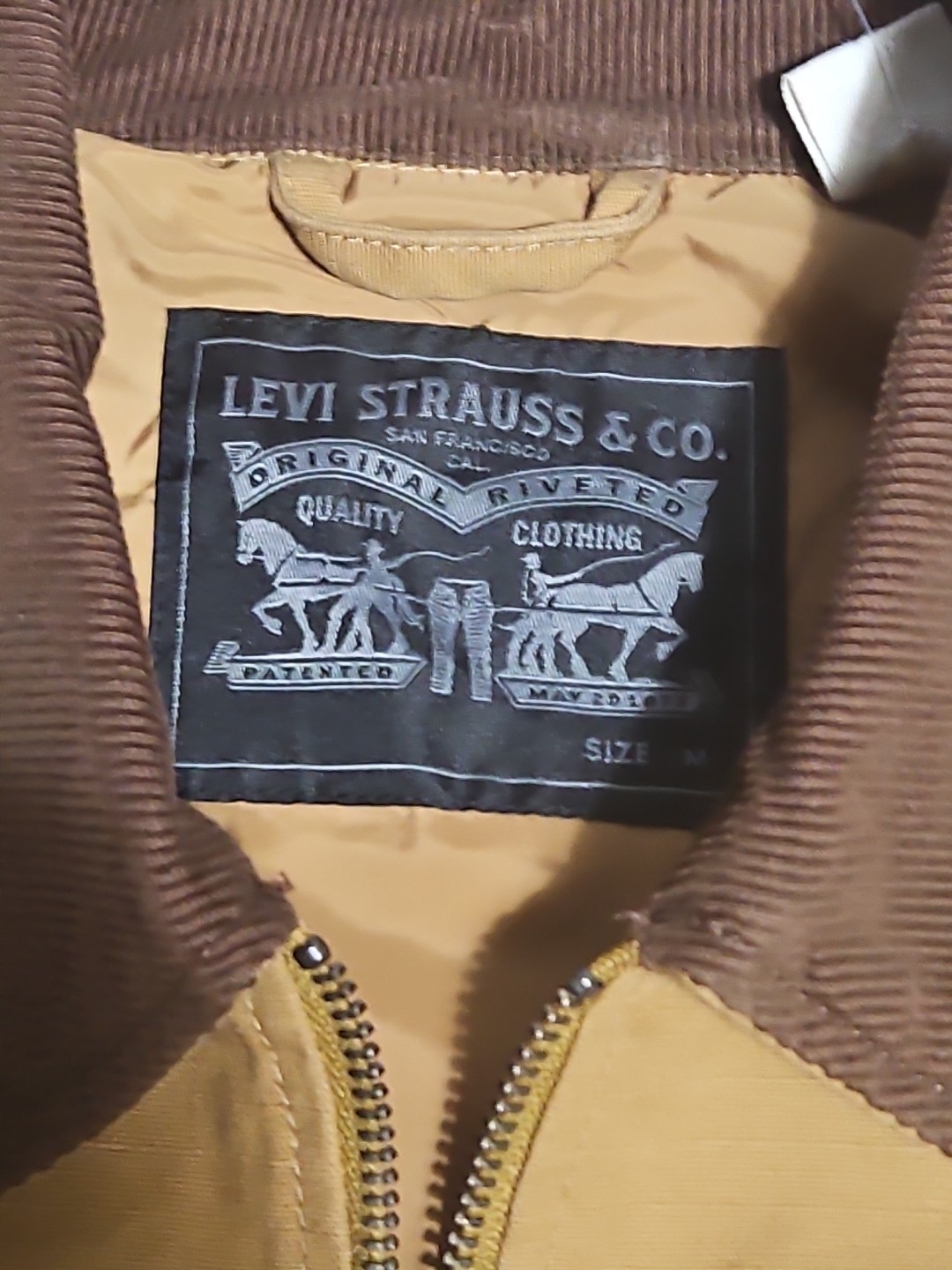Levi’s Men’s Workwear Jacket Tan Ripstop Corduroy Collar Full Zip Size M