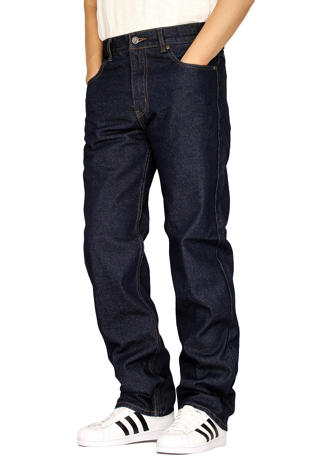 MEN’S SUPER D BLUE REGULAR FIT STRAIGHT LEG DENIM JEANS OSCAR (30-48) *FAST SHIP