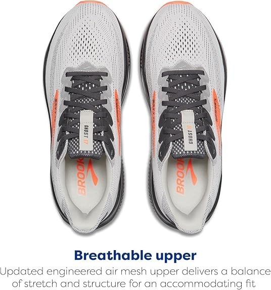 Men Brooks Ghost 17 Oyster Mushroom Orange Ebony Running Comfort Trainer