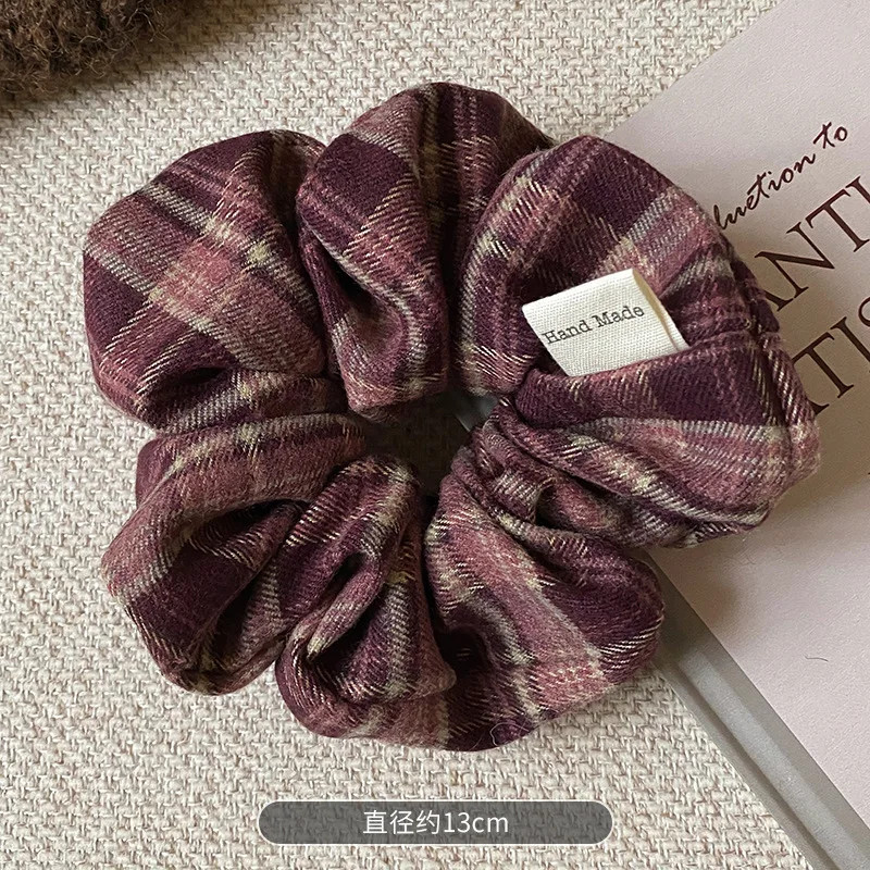 1pc Fashion Plaid Hair Scrunchie Women Girls Elastic Hair Rubber Bands Accessori