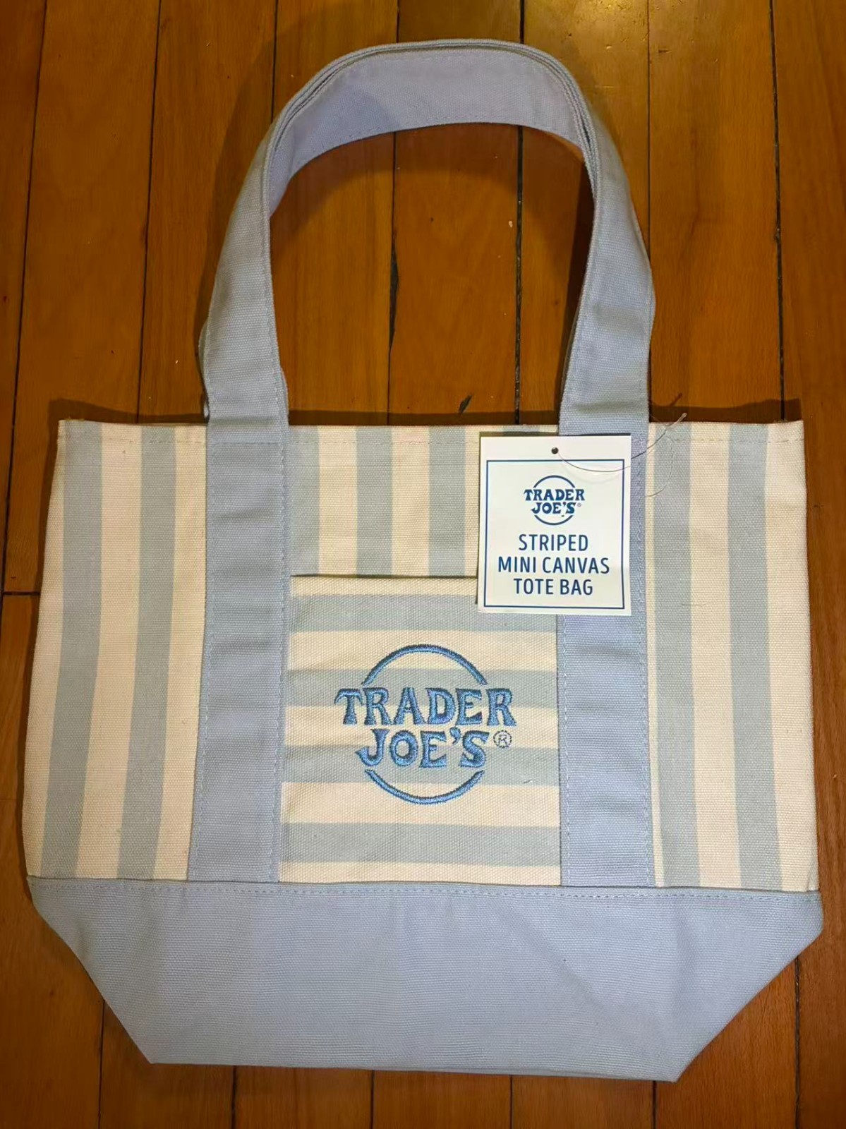 Trader Joe’s Canvas Mini Blue Stripped Tote Brand New Ready to Ship With Tag