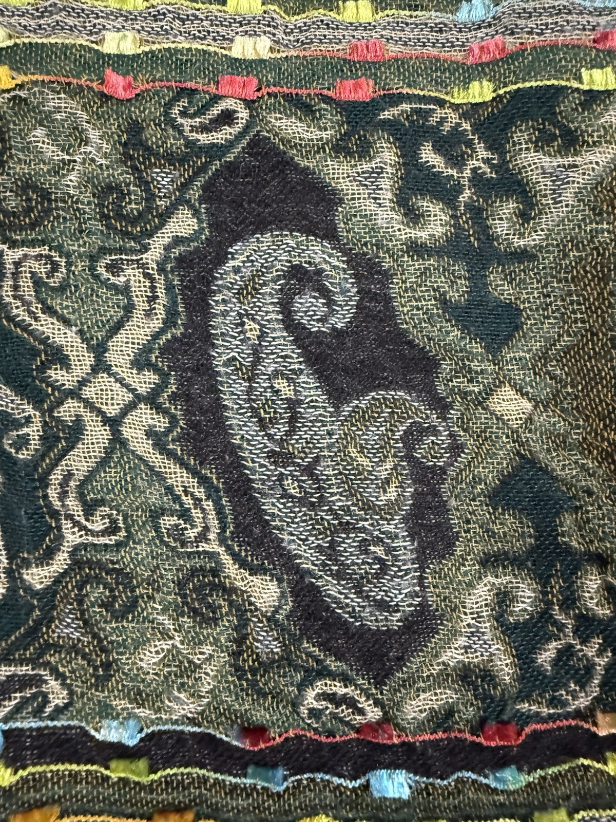 Jerusalem Holy Land 100shmere Pashmina-Shawl-Scarf. Green with dove of peace