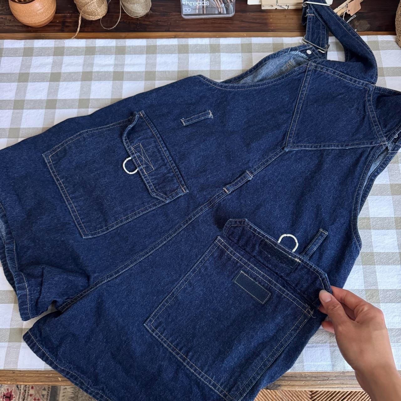 Vintage 90s No Boundaries Blue Dark Wash Denim Shortalls Bib Pocket Y2K