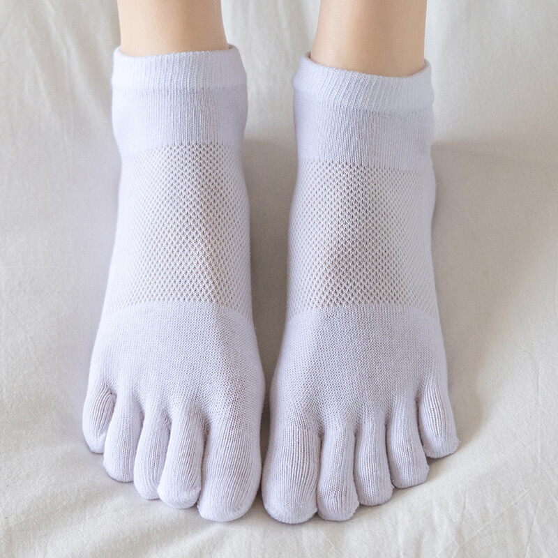 5 Pack Women Five Finger Toe Dress Socks Cotton Solid Sport Casual Classic 5-9