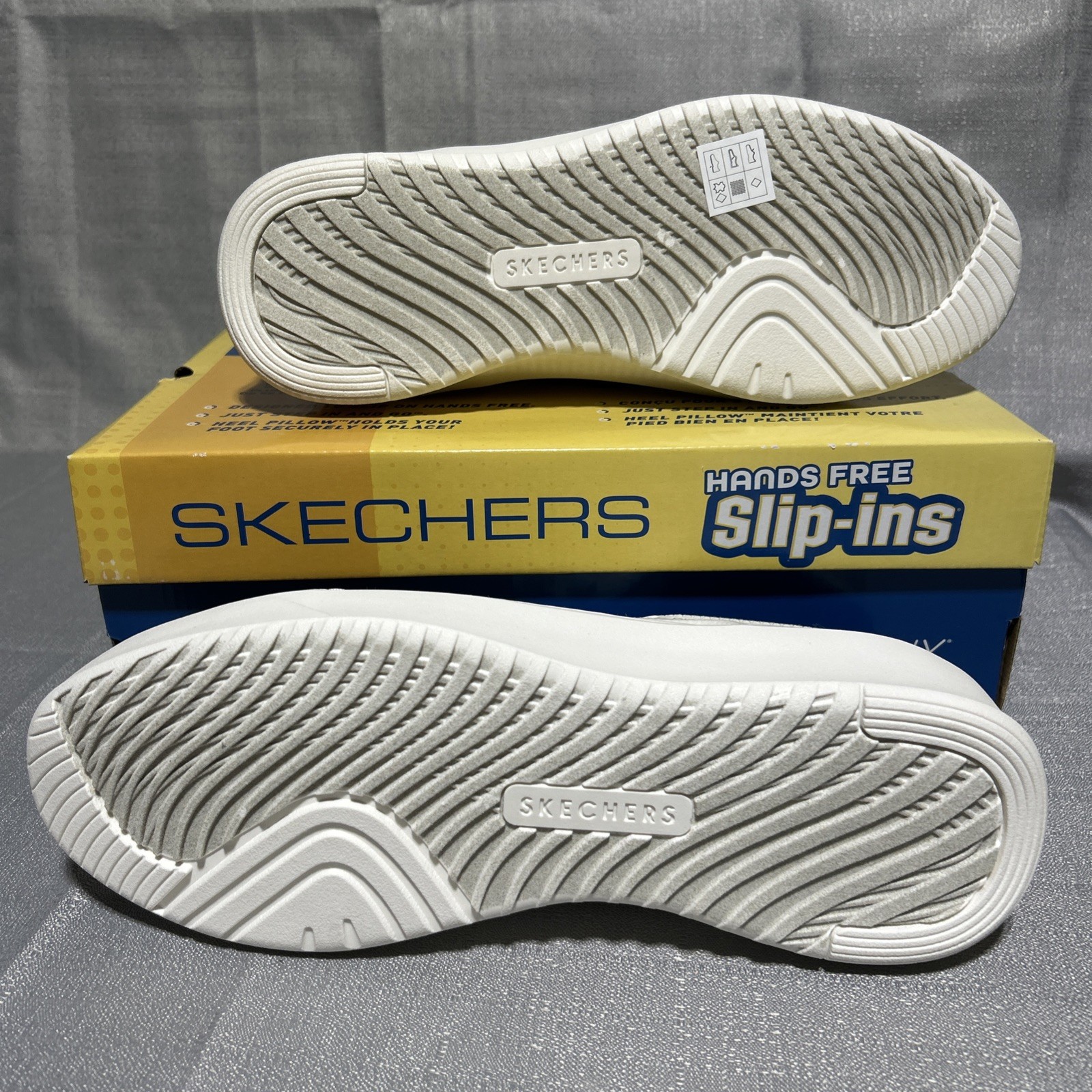 Men SKECHERS Court Break Double Vented Hands Free Slip-Ins Shoes SZ 11.5 White