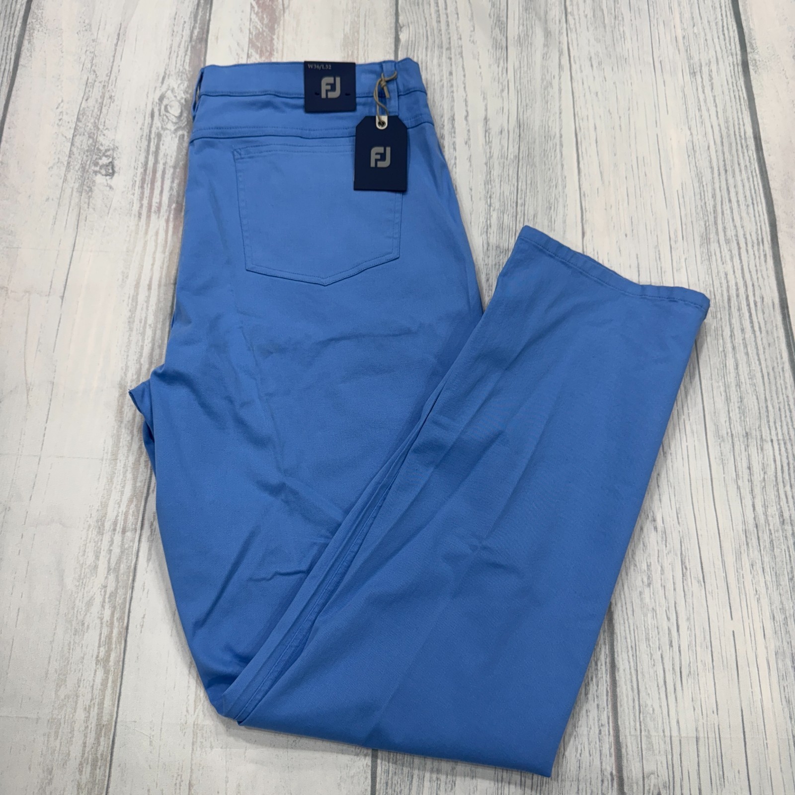 NWT Footjoy Cotton Twill 5 Pocket Pants Lagoon Blue 36×32 Golf Mens FJ $125