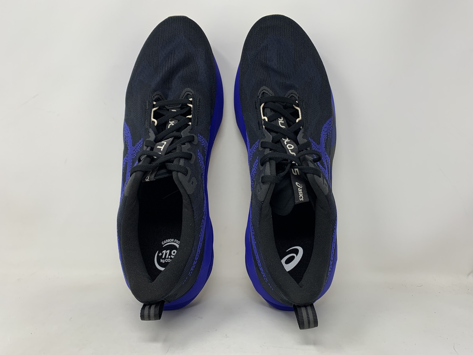 Men’s Asics Novablast 5, Black/Cobalt Burst, 14 D Medium US