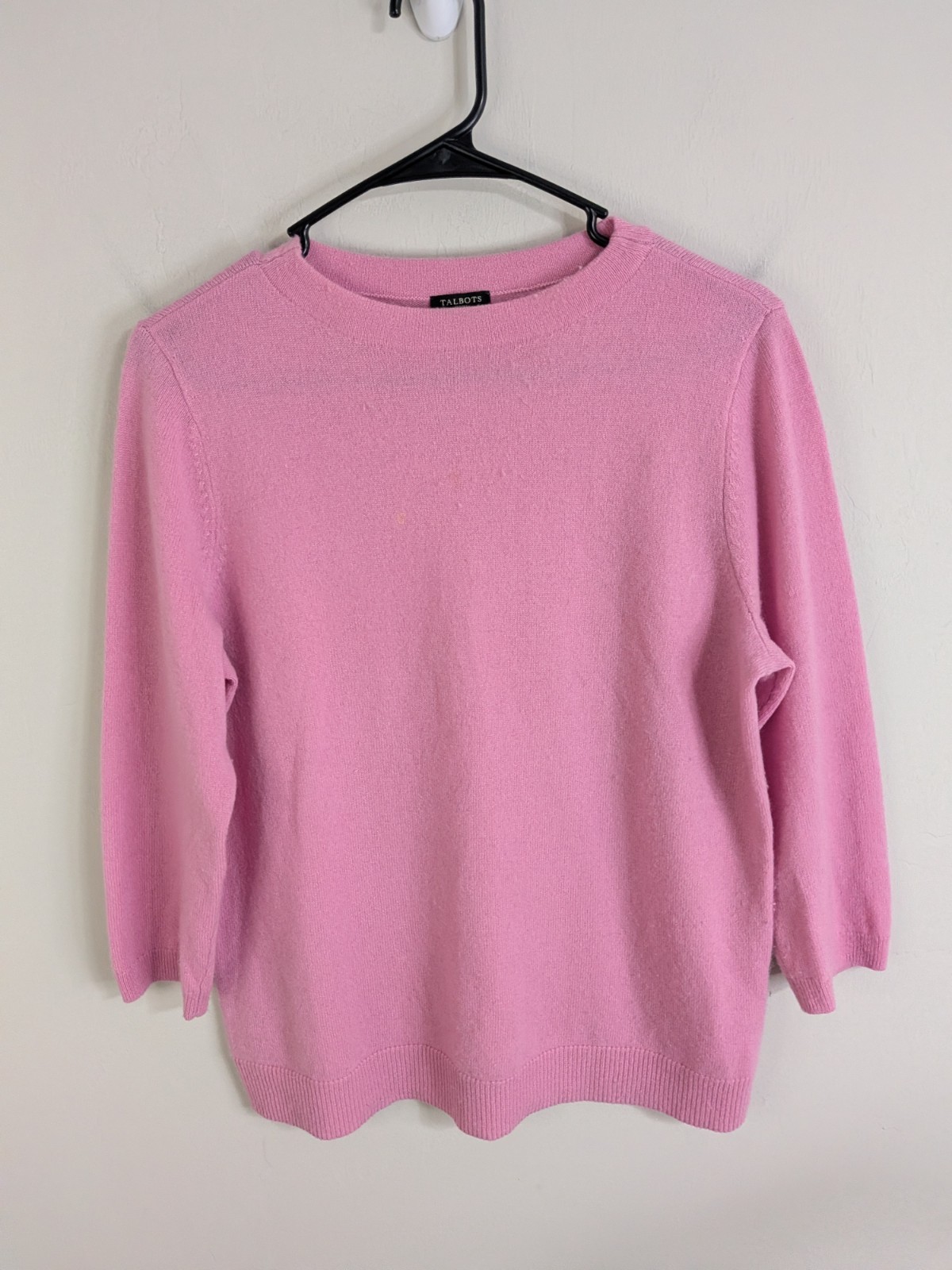 Talbots Sweater Women’s Large Petite Pink 100% Cashmere Stretch Casual