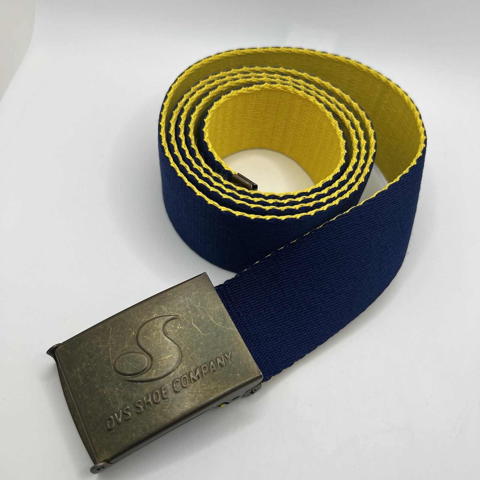 DVS Shoe Company Blue & Yellow Belt With Buckle Y2K Skateboard Streetwear