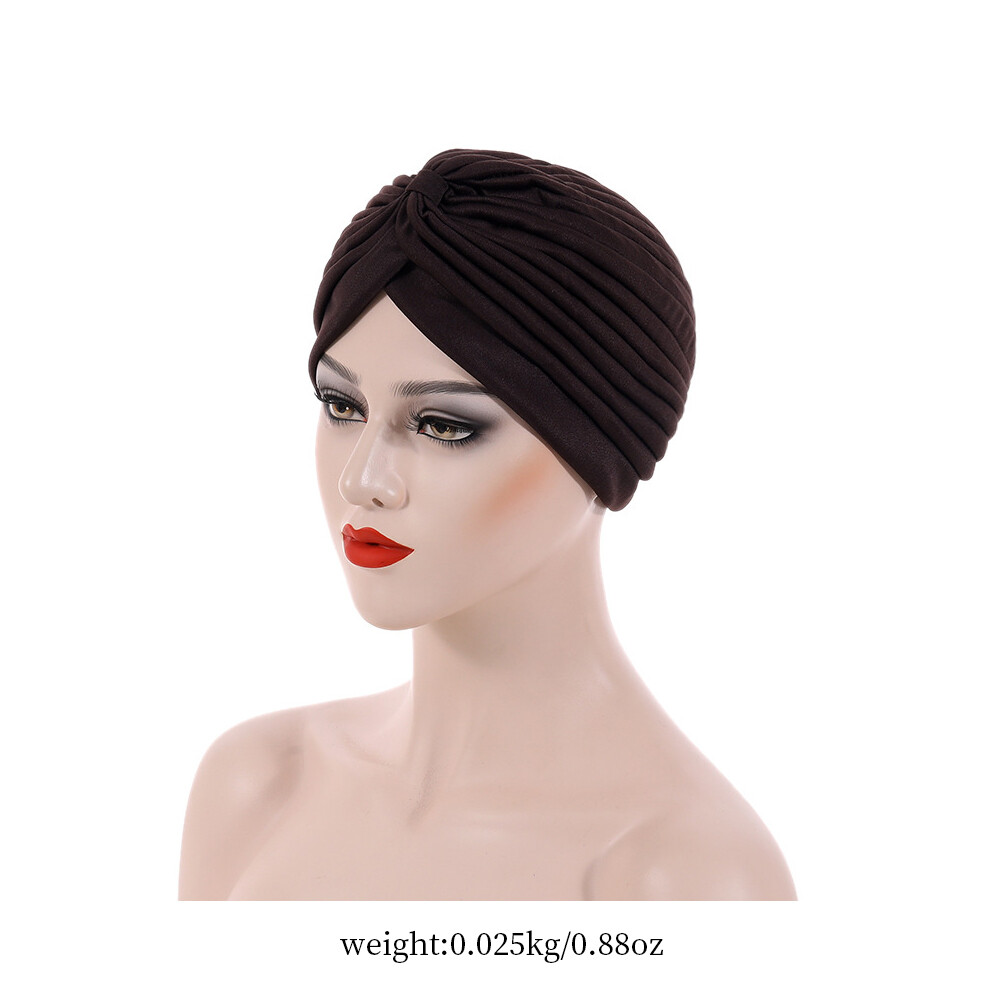 US 1 Pack Turban For Women Soft Head Wrap Pleated Loss Cap Chemo Hat Hair