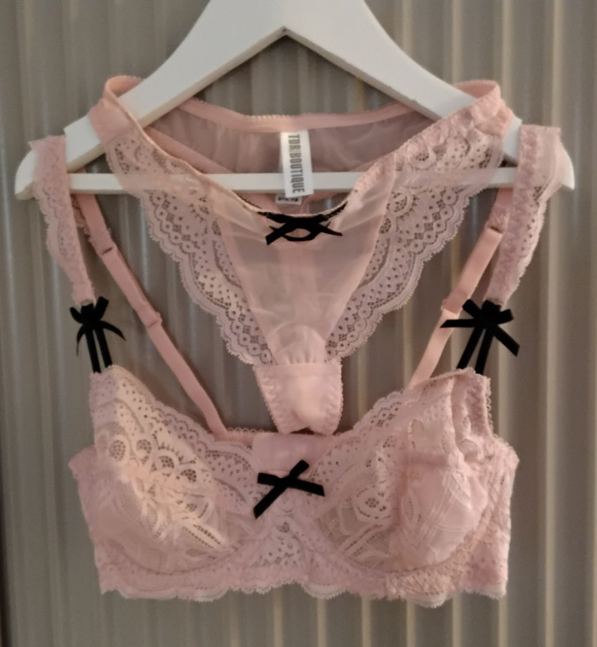 TDR BOUTIQUE None Padded Lace Balconette Bra & thong set Pink SZ EUR 85B UK38B