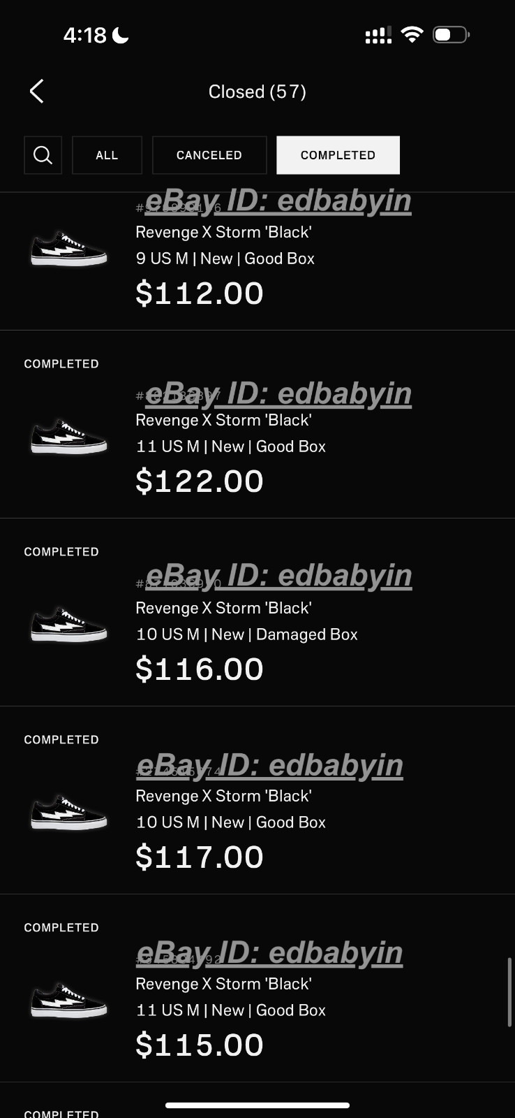 100% Authentic Revenge x Storm Vans Original Classic Black Straps Multiple Sizes