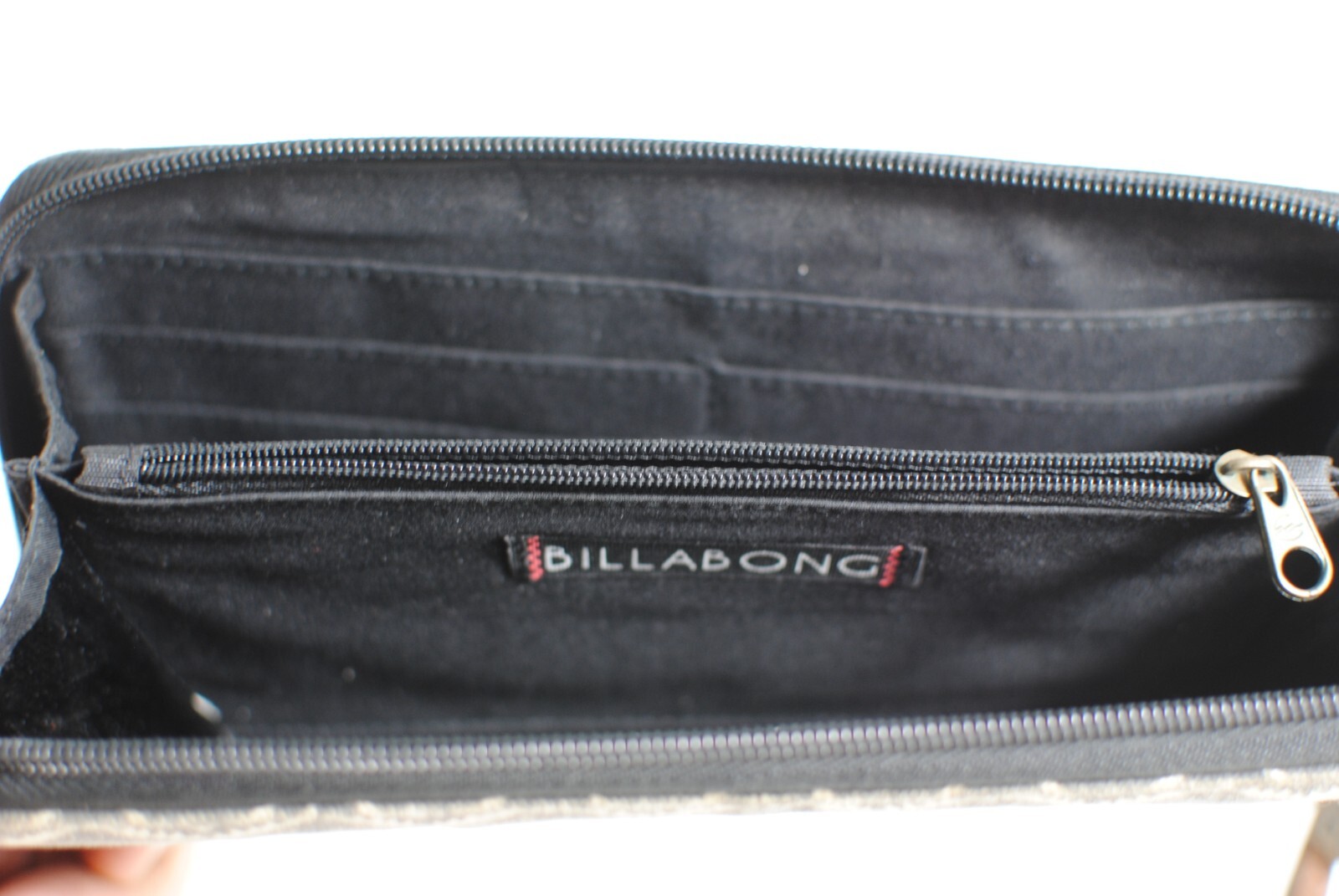 Billabong Zipper Wallet Clutch Grey Credit Card Holder 8.5 inches Long