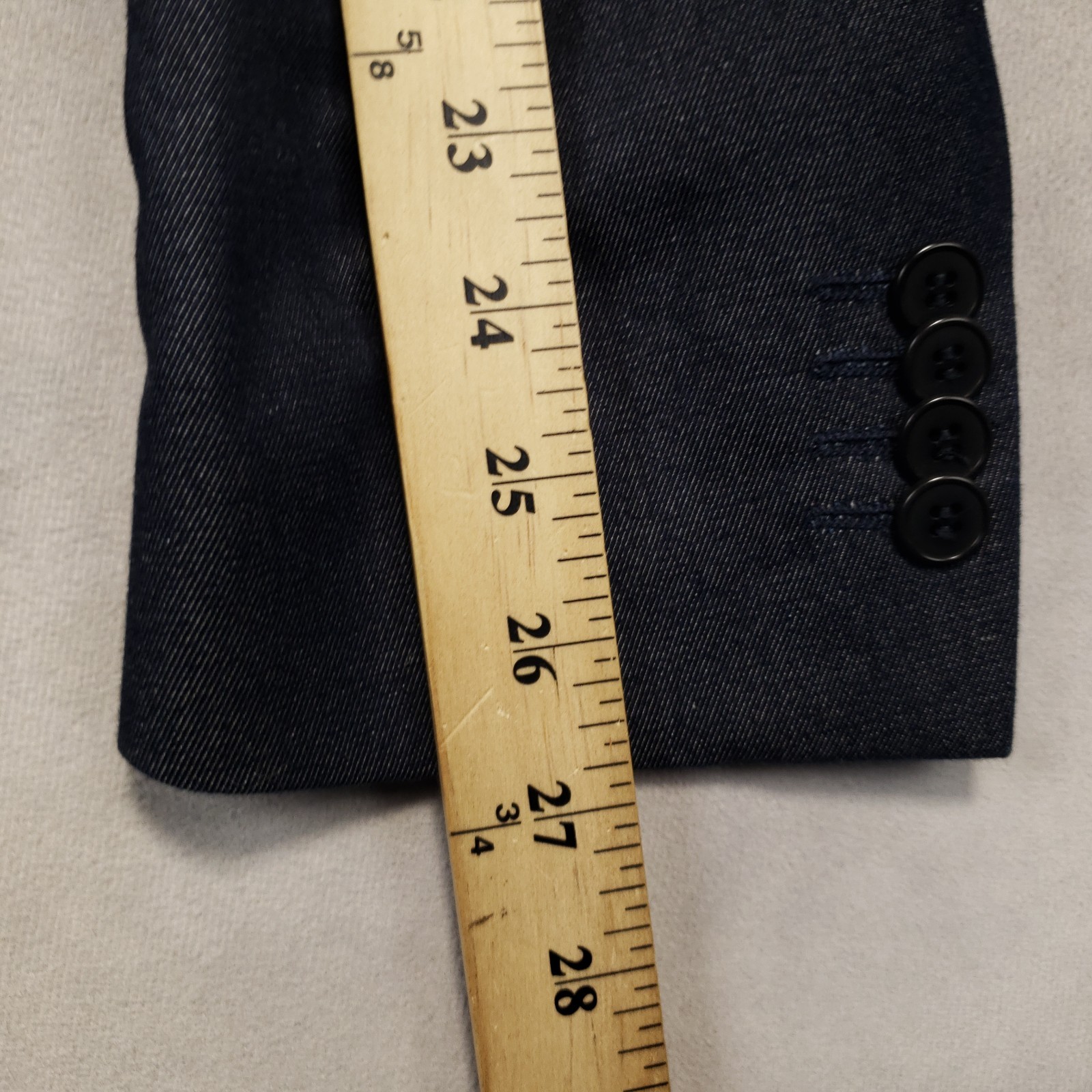H&M Sport Coat Mens 38R Slim Fit Blue Cotton Chambray Two Button Double Vented