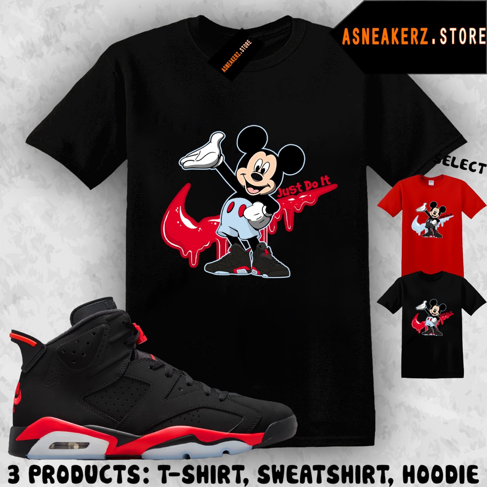 Shirt To Match AJ 6 Infrared Salesman 2026 Sneaker Matching Drip M Mouse T-Shirt