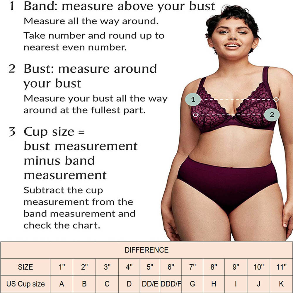 Women’s Sexy Lace Embroidered Bras Full Coverage Unlined Underwire Plus Size Bra