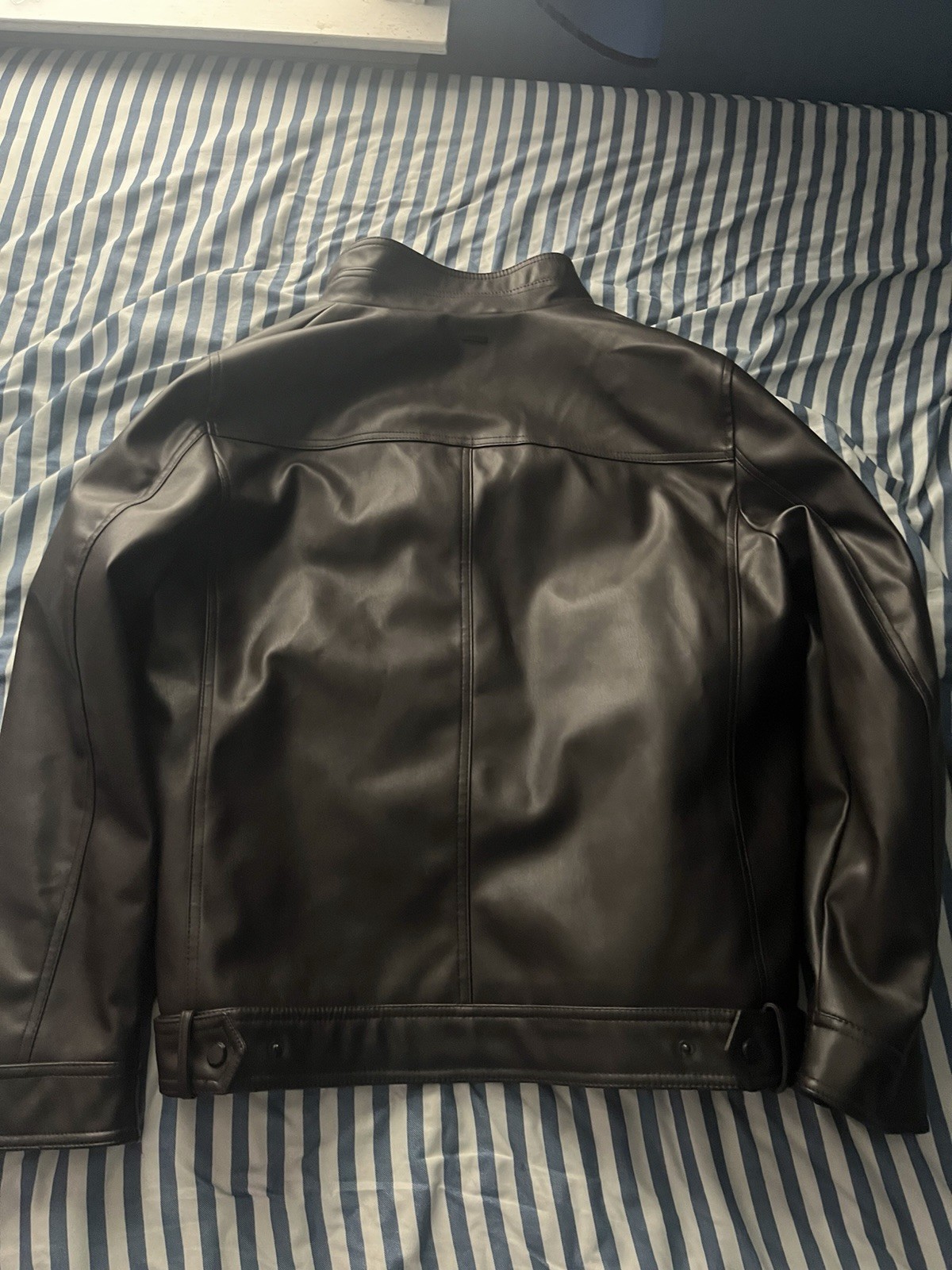 Men’s Calvin Klein Genuine Leather Brown Jacket, Size Large