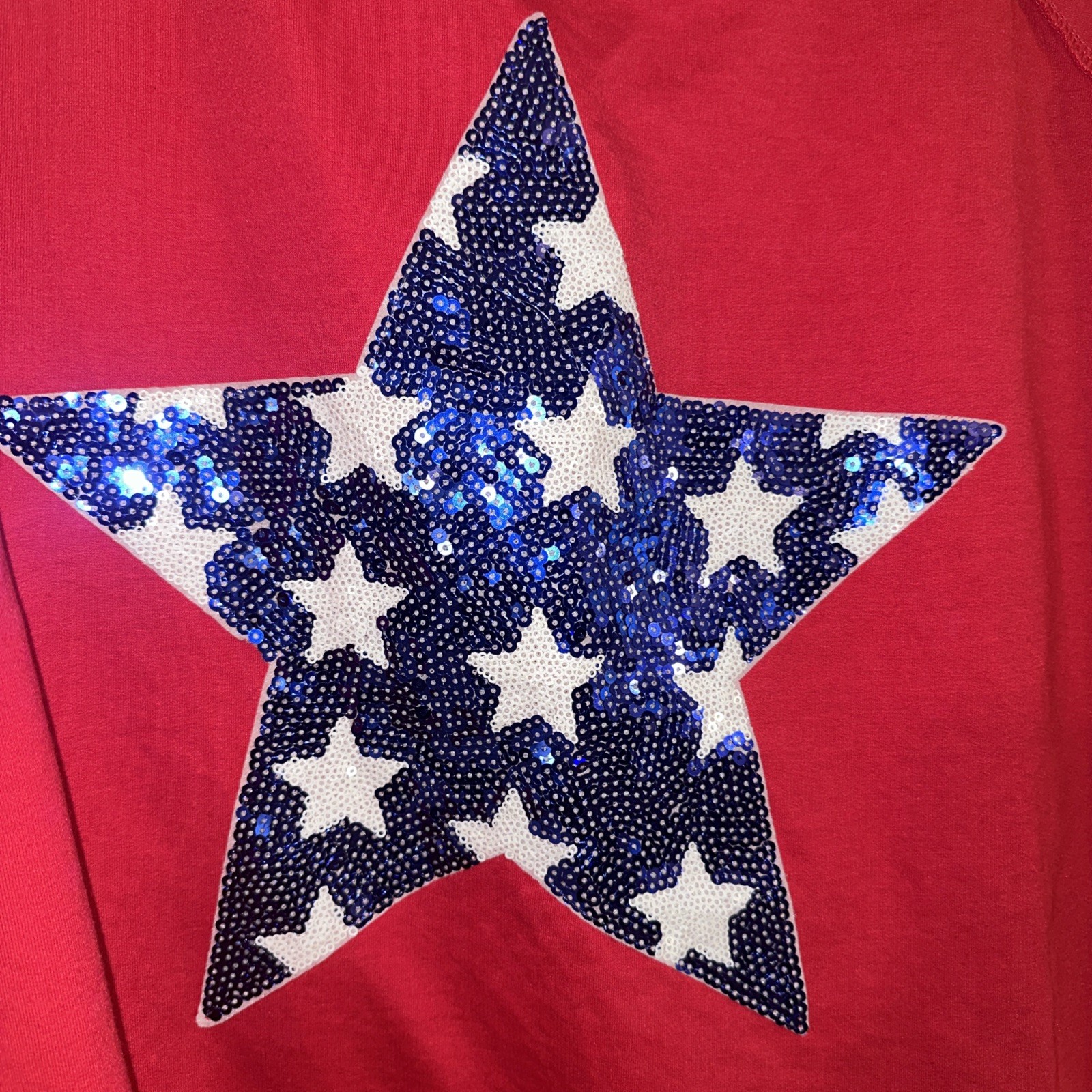 Bibi Brand Red Top With Blue Sequined Star Size XL NWT