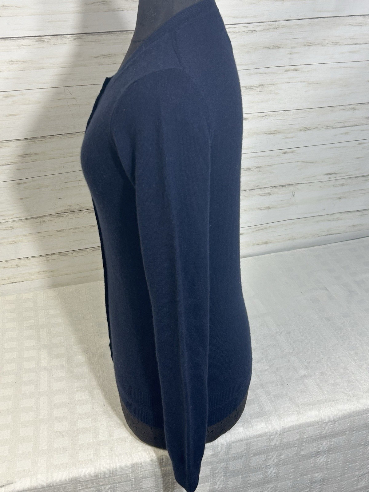 Boden Eva Blue 100% Cashmere Crew Neck Button Cardigan Sweater XS X-SMALL Women
