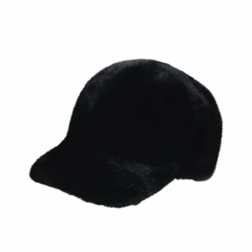 Winter Women Fluffy Faux Fur Baseball Cap Thickened Warm Snapback Duckbill Hat